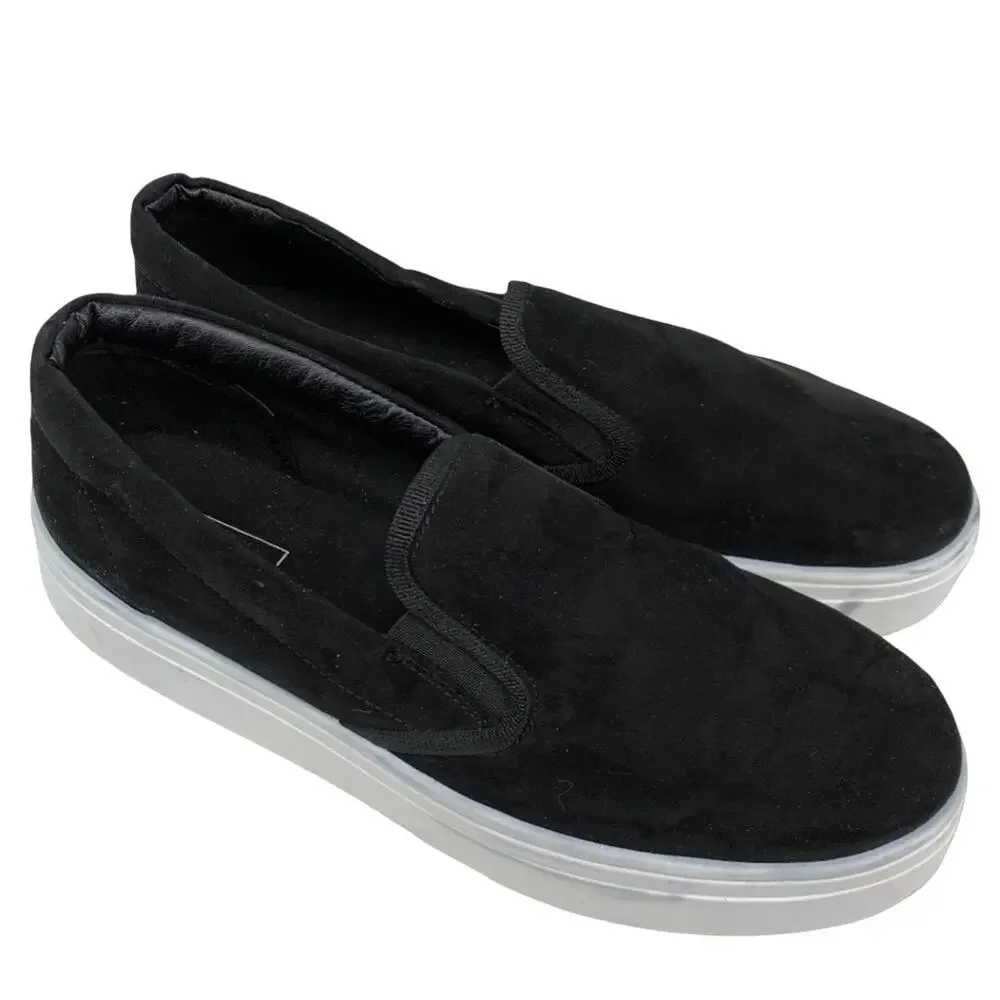 Topshop Black‎ Suede Platform Sneakers Size 38 Slip On Made In Italy